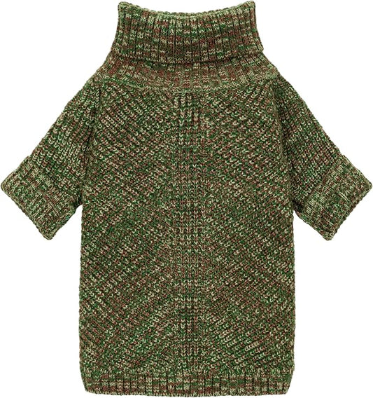 Fitwarm Knitted Turtleneck Dog Sweater, Thermal Dog Winter Clothes for Small Dogs Boy Girl, Holiday Pet Outfit, Heather Green, XS