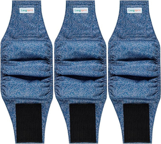 Langsprit Male Belly Bands for Dogs (Pack of 3) - Dog Diapers Male - High Absorbing Dog Wraps Washable - Reusable Small Doggy Doggie Puppy Dog Diapers Jeans XS