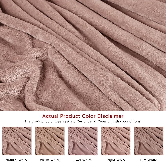 Utopia Bedding Rose Pink Fleece Blanket Twin Size Lightweight Fuzzy Soft Anti-Static Microfiber Dorm Bed Blanket for Her(90x66 Inch)