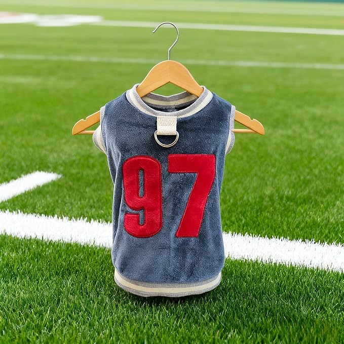 Dog&Cat Jersey,Pet Clothes for Dogs&Cats，Number 97,Soft Warm Cotton Blend Sweatshirt for Fall&Winter, Breathable Cozy Pet Sports Shirt, Durable Outdoor Daily Wear (Blue, XL)