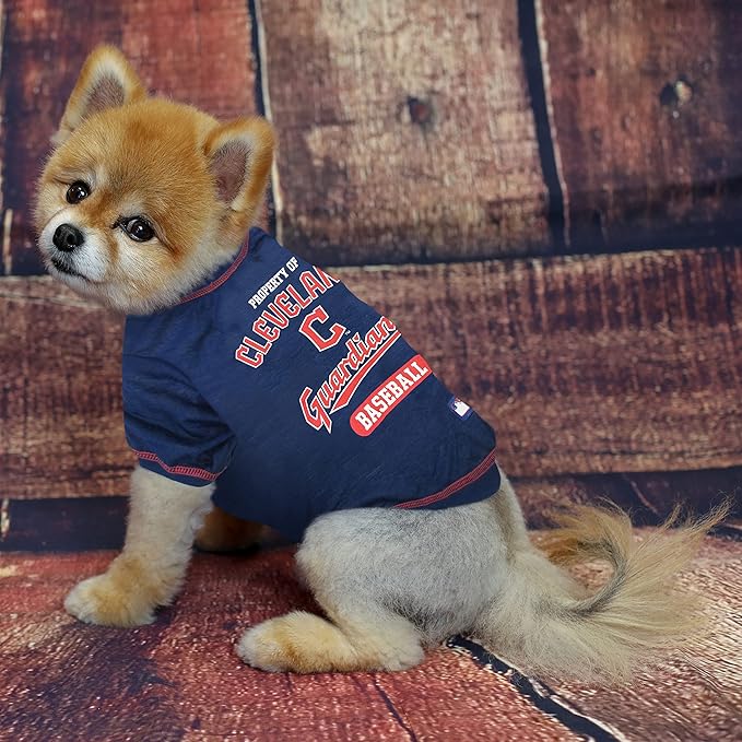 MLB Tee Shirt for Dogs & Cats - Cleveland Guardians Dog T-Shirt, Medium.