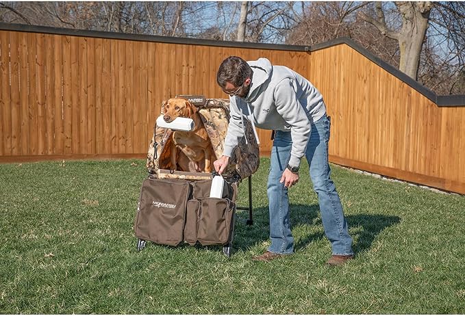 Momarsh Final Stand Dog Adjustable Training Platform & Storage Panel | Hunting Stand | Elevated Pet System for Place, Agility & Steadiness | Dog Trainer System | Mesh Bottom Mud Feet | 150lb Capacity