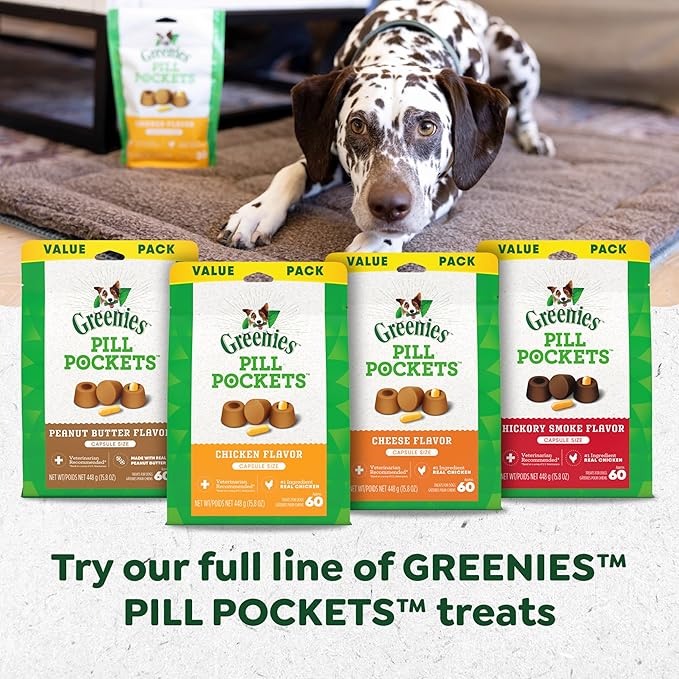 Greenies Pill Pockets for Dogs Large Size, Dog Treat Pouch for Capsule Medication, Chicken Flavor, 15.8 oz. Pouch