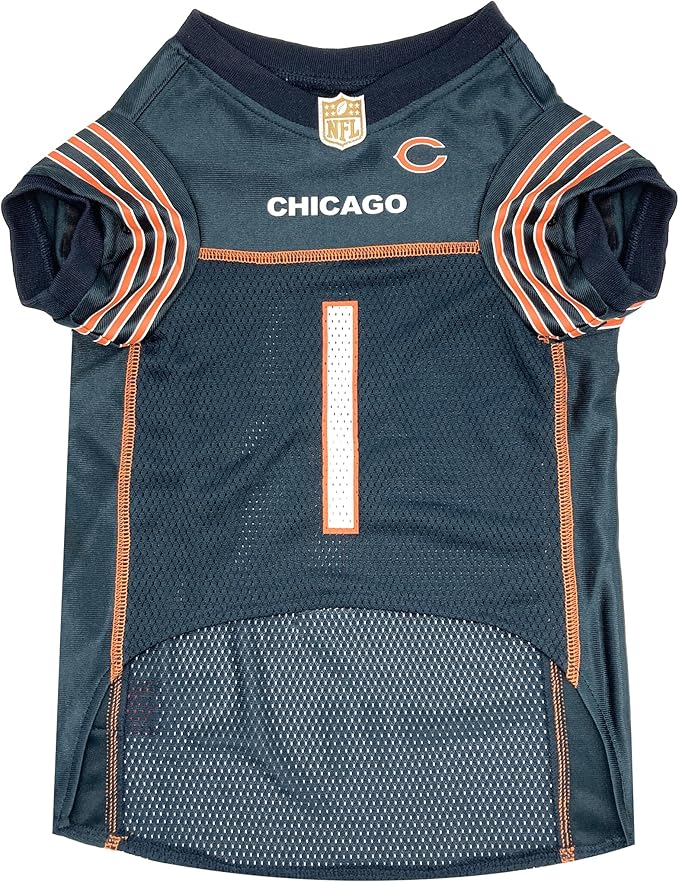 Pets First NFL Team Player Justin Fields Jersey for Dogs and Cats, NFLPA Chicago Bears Pet Jerseys, Size X-Small