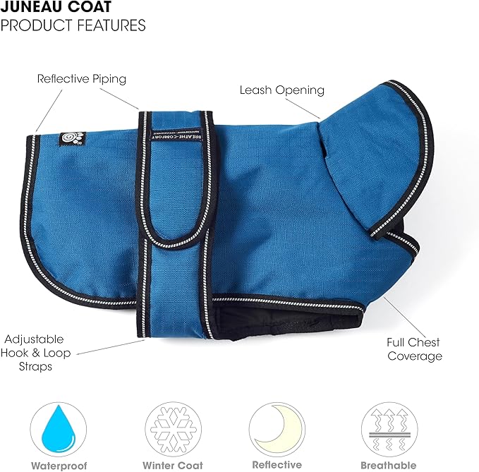 PetRageous 7303TXXL Juneau Waterproof Cold Weather Dog Coat with Full Chest Coverage Leash Opening - 28-Inch Long Heavyweight Jacket for XX-Large Breeds, Teal