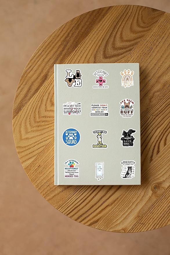 61Pcs Veterinary Stickers Pack |，Treatment Animals Medical Health Vet Tech Sticker for Water Bottle Skateboard Luggage Laptop Computer Phone Wall Surfboard
