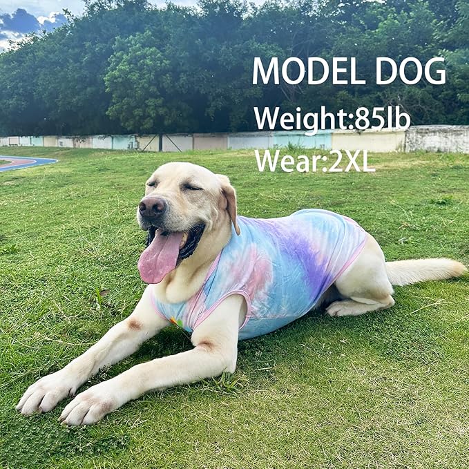 Dog Vest Summer Shirt Tie Dye Clothes Cool Breathable Cotton T-Shirt Medium Dogs Boys Girls Shirt M