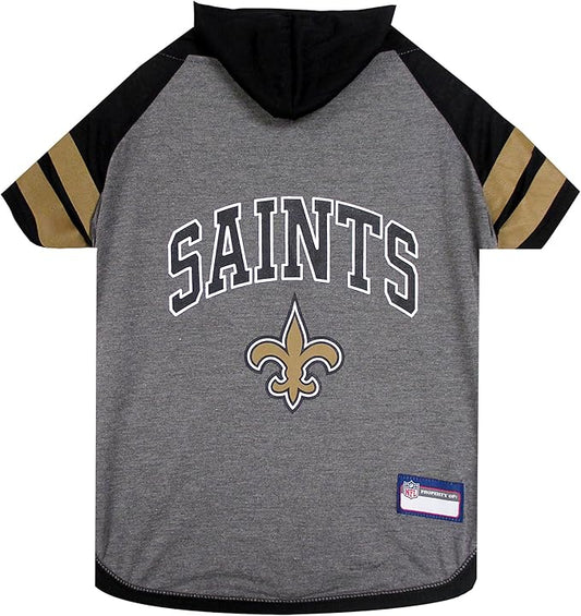 Pets First NFL New Orleans Saints Hoodie for Dogs & Cats. | NFL Football Licensed Dog Hoody Tee Shirt, Medium | Sports Hoody T-Shirt for Pets | Licensed Sporty Dog Shirt