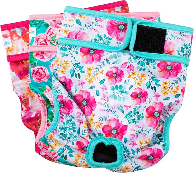 Paw Legend Washable Reusable Female Dog Period Diapers for Heat Doggie Puppy Diapers for Female Dogs (3 Pack, Small)