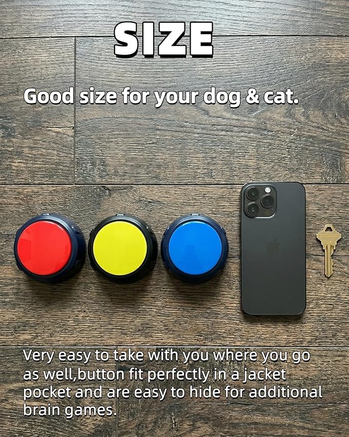 Dog Buttons for Communication, Recordable Button for Dog Starter Training, 30-Second Custom Voice Buzzer, Funny Gag Gift for Coworkers, Portable 3x3 Inch Desktop Memo. (Yellow, Colour)