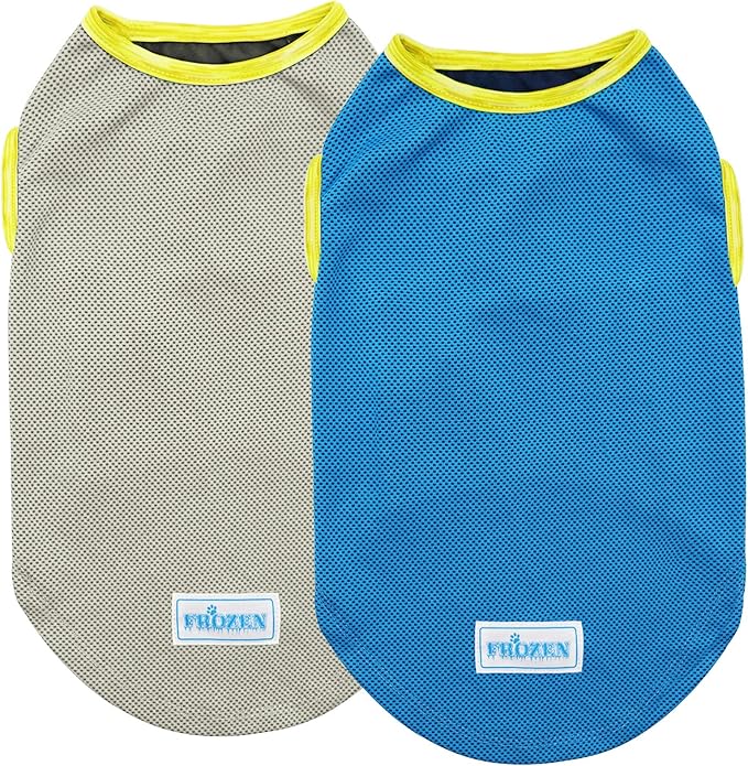 KYEESE 2Pack Dog Cooling Shirt, Breathable Dog Shirt for Medium Large Dogs, Sun Protection Dogs Cooling Vest Tank Top, Lightweight Soft Sleeveless Summer Pet Clothes, Boat+Ice Cream, 2XL
