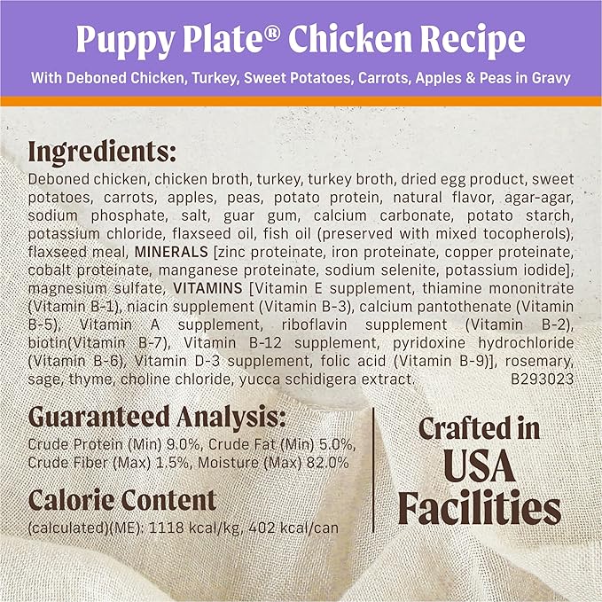 Merrick Grain Free Wet Puppy Food, Premium Soft And Gluten Free Canned Dog Food, Puppy Plate Chicken Recipe - (Pack of 12) 12.7 oz. Cans
