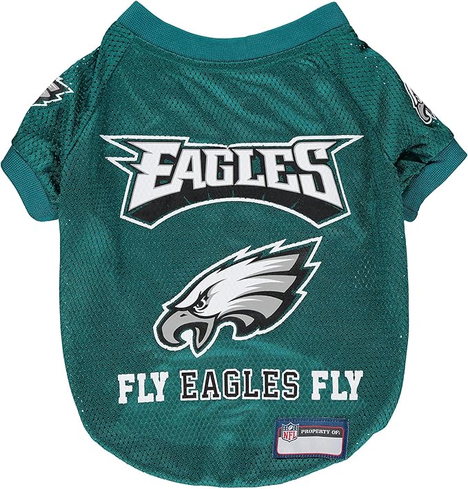 NFL Philadelphia EAGELS Raglan Jersey Fly Eagles Fly - Small. Cutest Football Jersey for Dogs & Cats