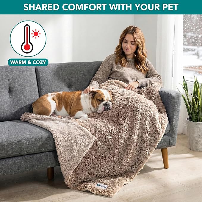 PetAmi Waterproof Dog Blanket for Small Medium Dogs, Calming Fleece Cat Blanket, Couch Protector Washable Sherpa Faux Fur Pet Throw for Puppy, Soft Reversible 29x40 Taupe