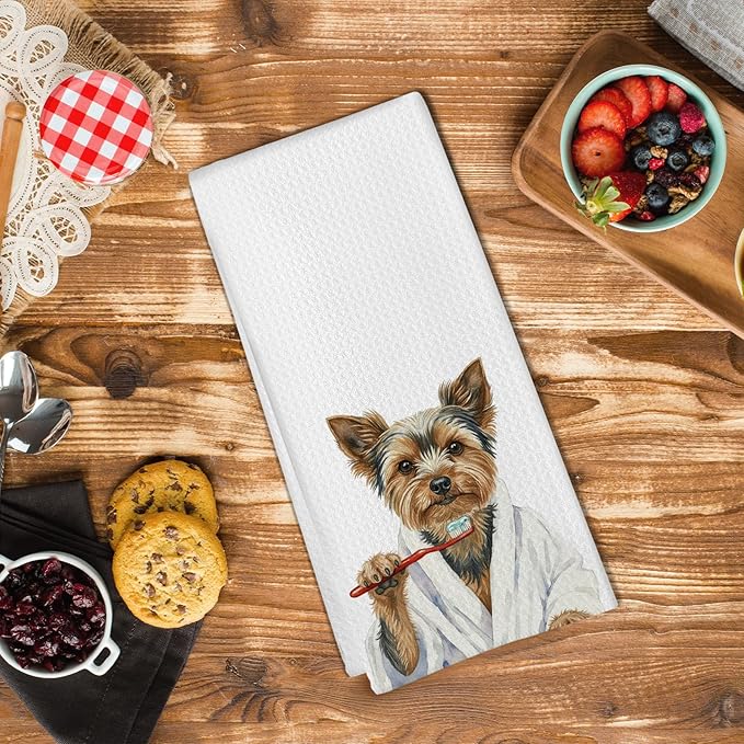 Funny Yorkshire Terrier Gifts Bathroom Hand Towel, Yorkie Bathroom Decor, Yorkie Dog Hand Towel for Kitchen Washroom Decor, Yorkshire Terrier Dog Lover Gifts Dish Towels,16x24