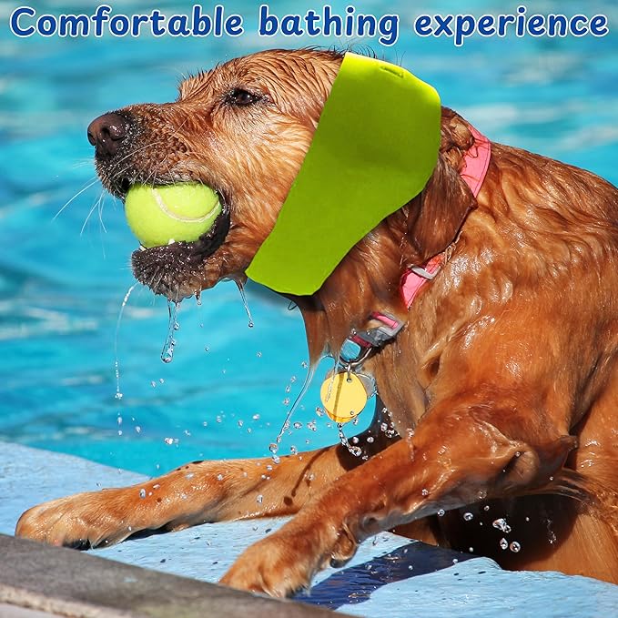 2pcs Dog Ear Covers for Swimming, Ear Protection for Dogs Bathing, Dog Bath Supplies, Ears Wrap for Dogs, Waterproof Ears Covers Swimming Cap, Adjustable Shower Cap (Green, Camouflage, L)