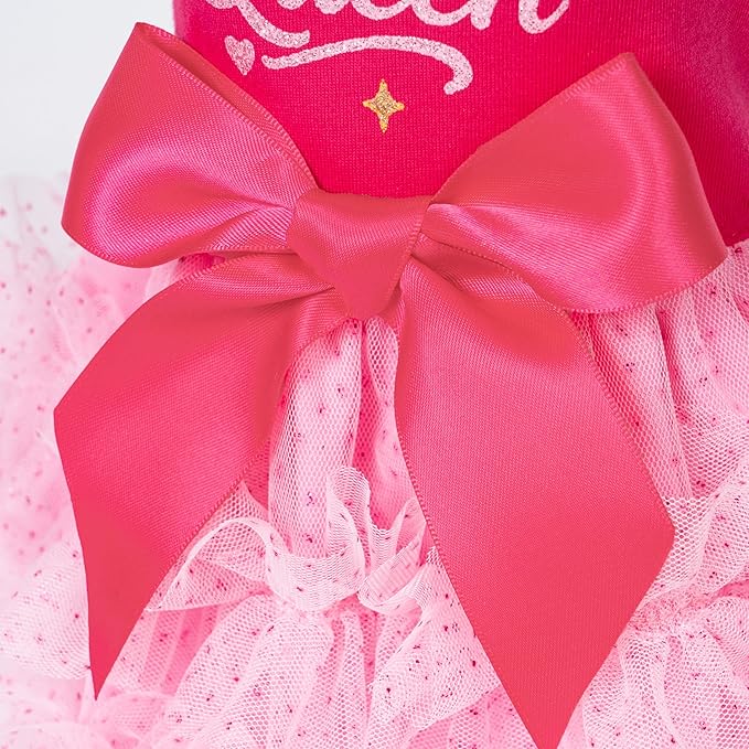 Fitwarm Barkday Queen Dog Tutu Dress, Birthday Clothes for Small Dogs Girl, Pet Outfit, Light Pink, Hot Pink, Medium