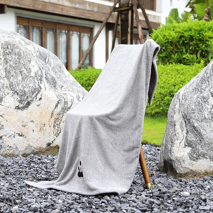 Extra Large Dog Towel - Pack of 2 - Super Absorbent Soft Microfiber Pet Bath Grooming Towels for Drying Dogs and Other Pets (XL-55" * 36", Grey and Brown)