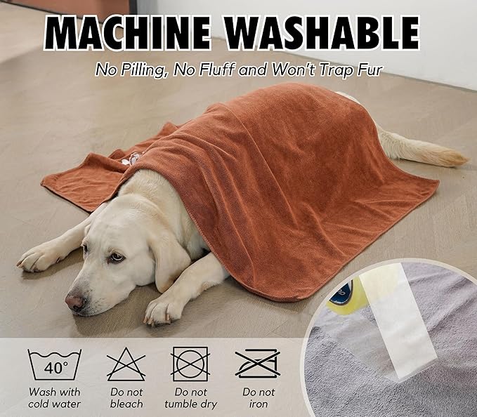 InnoBeta Personalized Dog Towels for Drying Dogs - Pack of 2 - Super Absorbent Soft Microfiber Pet Bath Grooming Towel for Dogs, Monogrammed Initial for Dogs (40 X 23.6 Inches, Grey and Brown) - A