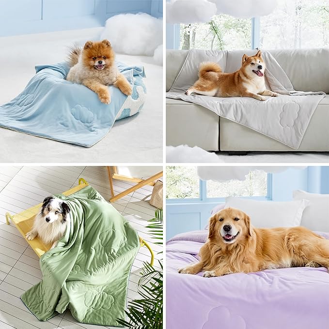 LE SURE Premium Cooling Blankets for Extra Large Dogs - Washable Dog Cooling Throw Blanket with Q-MAX>0.4，Durable Self Cooling Pet Mat for Cat, Cooling Summer Blanket for Hot Weather, Green, 50x60