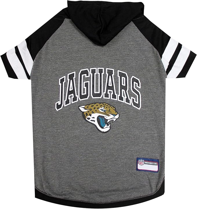 Pets First NFL Jacksonville Jaguars Hoodie for Dogs & Cats. | NFL Football Licensed Dog Hoody Tee Shirt, X-Small| Sports Hoody T-Shirt for Pets | Licensed Sporty Dog Shirt