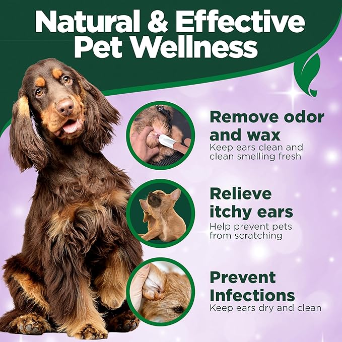 Vet's Best Ear Relief Finger Wipes, Ear Cleansing Finger Wipes for Dogs, Sooths & Deodorizes, 50 Disposable Dog Wipes (Pack of 2)