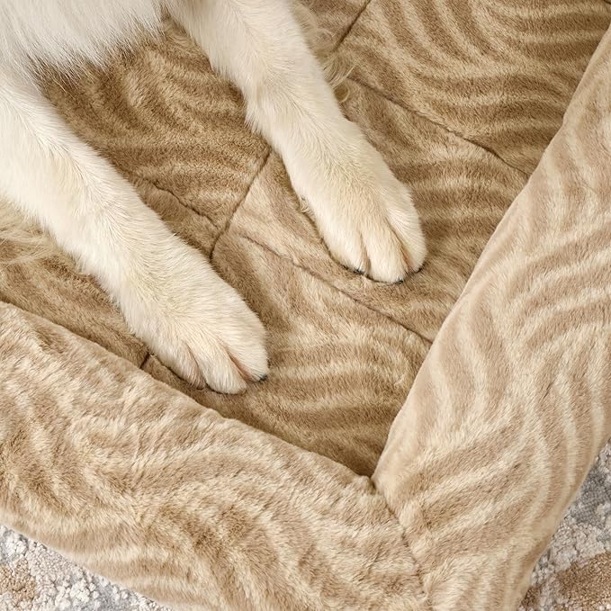 MidWest Homes for Pets QuiteTime Deluxe Wave Bolster Bed for Tiny Dogs; Easily Machine Wash and Dry; Tan; 18"; 40218-WVTN