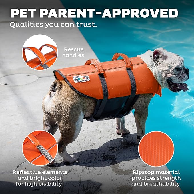 Outward Hound Granby Splash Orange Dog Life Jacket,Large,(Pack of 12)