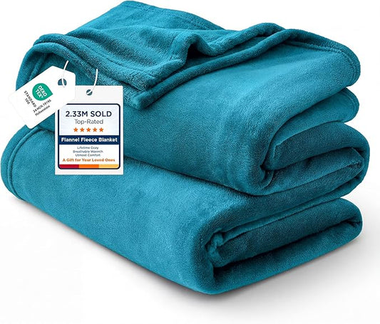 Bedsure GentleSoft Twin XL Fleece Blanket Dorm Bedding - Lightweight Soft Cozy Blankets for Bed, Sofa, Couch, Travel, Camping, Teal Blue, 66"x90"