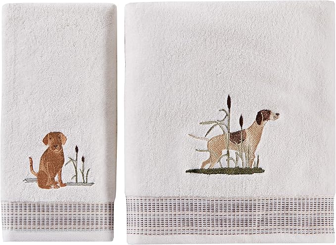 SKL Home Adirondack Dogs Bath Towel, White