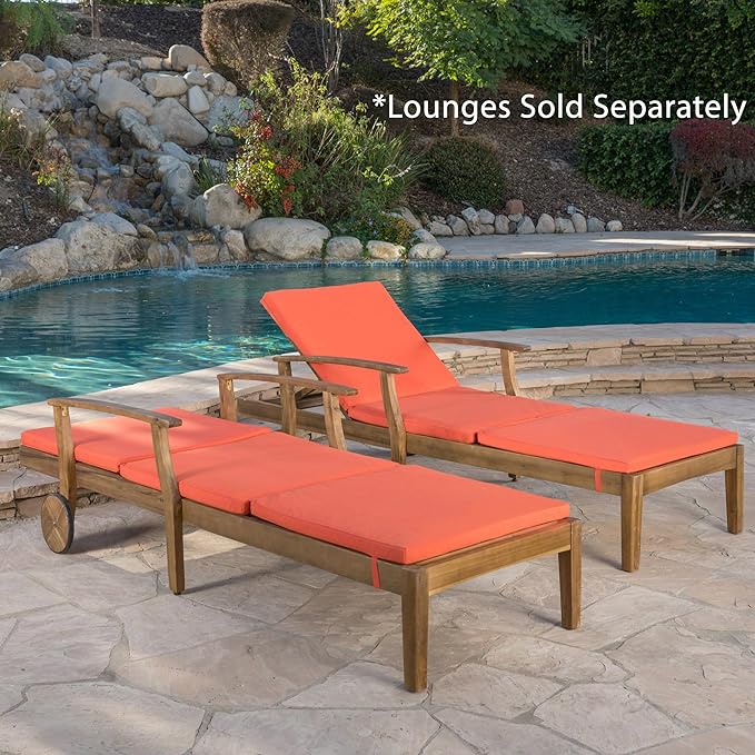 Christopher Knight Home Jamaica Outdoor Water Resistant Chaise Lounge Cushions, 2-Pcs Set, Orange