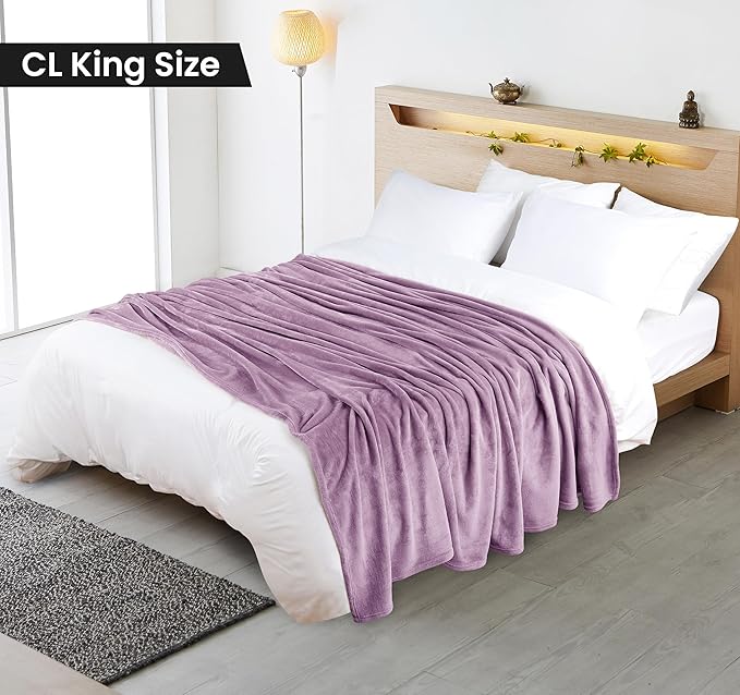Utopia Bedding Lilac Fleece Blanket California King Size Lightweight Fuzzy Soft Anti-Static Microfiber Bed Blanket (102x96 Inch)