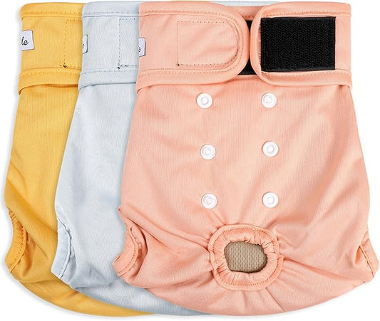 Female Dog Diapers - Premium Reusable Diapers for Doggie in Heat - Highly Absorbent Dog Diapers Female for Pet Incontinence with Adjustable Snaps Yellow, XL
