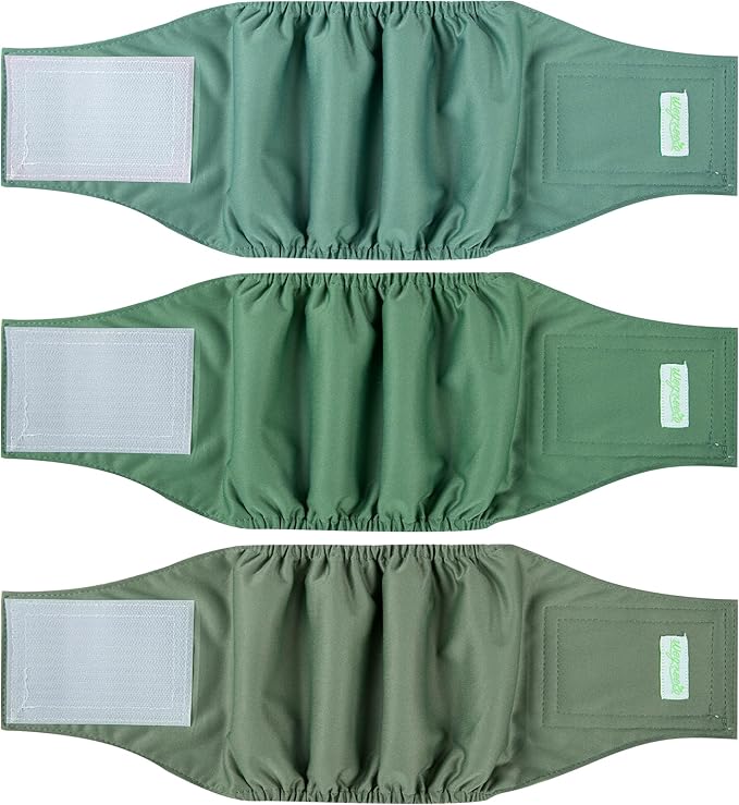 wegreeco Washable Male Dog Belly Band (Stylish Pattern)- Pack of 3 - Male Dog Belly Wrap, Dog Diapers Male (Green Series, Small)