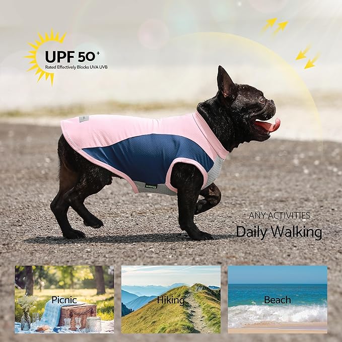 Fitwarm 2 Pack UPF 50+ UV Sun Protection Dog Shirt, Lightweight Breathable Cooling Vest, Quick Dry Dog Summer Clothes for Small Dogs Boy Girl, Reflective Label Pet Cat Outfit, Pink, XXL