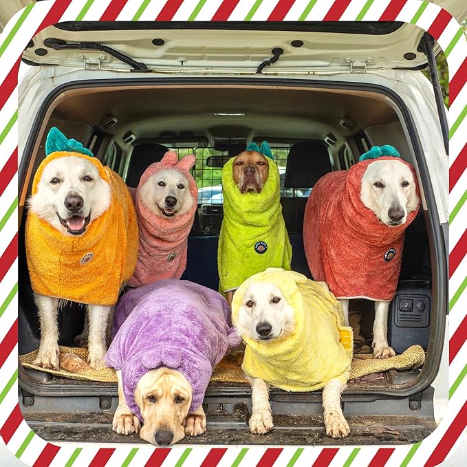 DERPYCHAPPY Premium Dog Towel Robe & Dog Bathrobe for Drying Dogs Made in Korea | Super Absorbent Quick & Adjustable Microfiber Bath Towel for Cats & Puppy Robes After Bath | Soft Warm Coat (Pink,L)