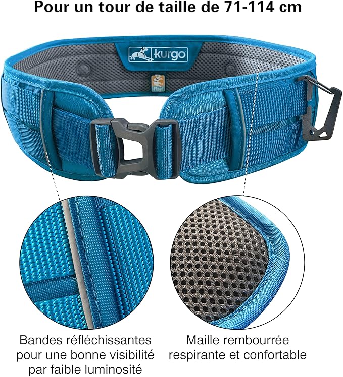 Kurgo RSG Active Utility Belt - Adjustable Adventure Dog Belt - MOLLE-Compatible - Reflective Trim - Lightweight, Comfortable Fit - Hands-Free