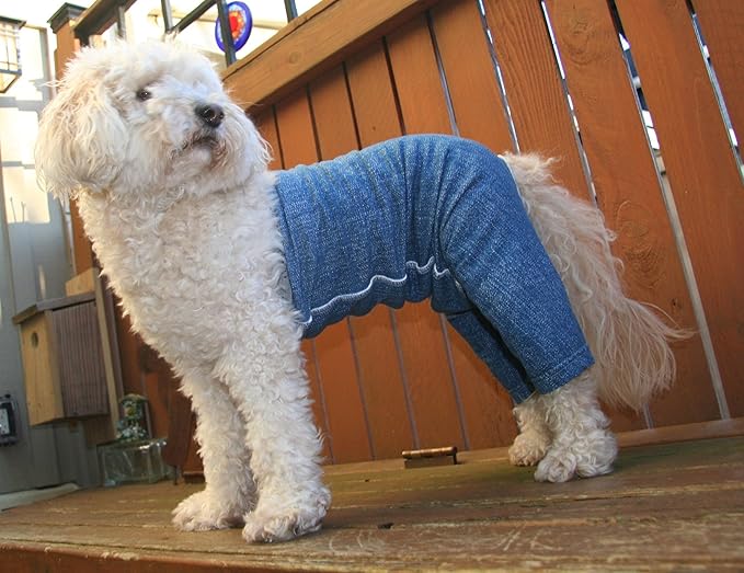 Original Dog Pants, E-Collar Alternative, Dog Diaper, Dog Pajamas, Medium Dog, Blue