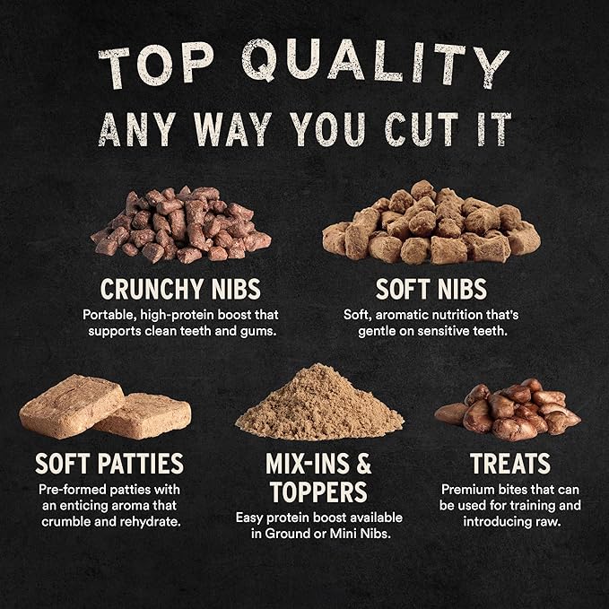 Vital Essentials Freeze Dried Dog Food, Raw Duck Crunchy Mini Nibs | Complete Meal or Topper | 96% Duck, Organs & Bone | Limited Ingredient, High Protein, Grain Free Dry Dog Food | 14 oz Bag