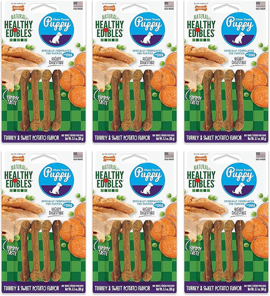 Nylabone 6 Pack of Turkey and Sweet Potato Healthy Edibles Puppy Treats, 3.1 Ounces each, Made in the USA
