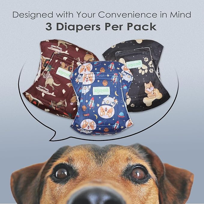 wegreeco Washable Male Dog Belly Band (Stylish Pattern)- Pack of 3 - Washable Male Dog Belly Wrap, Dog Diapers Male (Funny Dogs, X-Small)
