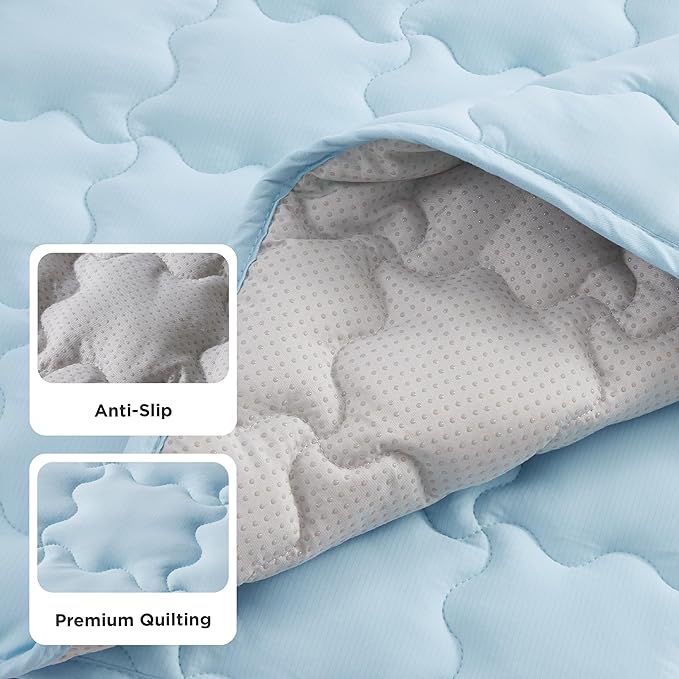 Bedsure Cooling Dog Mat Extra Large, Q-Max>0.5 XXLThin Breathable Cold Crate Pad for Pet, Portable Washable Kennel Bed for Summer Active Dog with Chill Soothing Fabric to Rapid Cooling, 48x30, Blue