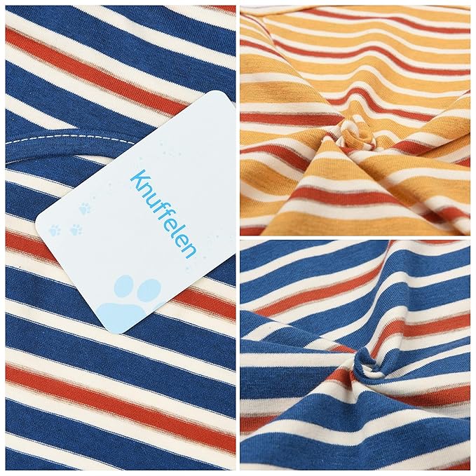 Dog Shirts Cotton Striped T-Shirt, Summer Pet Clothes for Small Dogs, 2-Pack Soft Puppy Apparel Cat Tee, Breathable Stretchy, Blue Yellow S