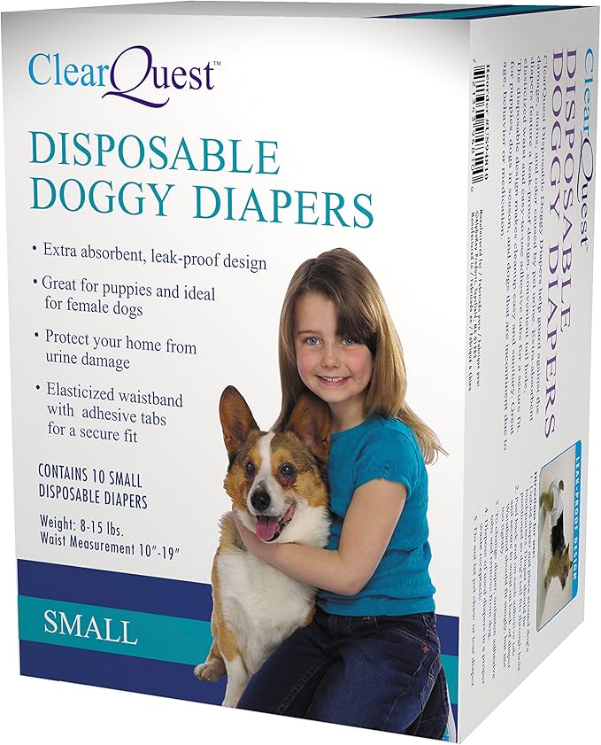 ClearQuest Disposable Doggy Diapers, Super Absorbent Leak-Proof Pet Diapers