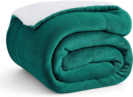Bedsure GentleSoft Sherpa Fleece Twin Size Blanket for Couch, Non-Heated, Thick and Warm Throw for Women and Men, Soft Fuzzy Plush Twin Blanket for Winter, Forest Green, 60x80 Inches