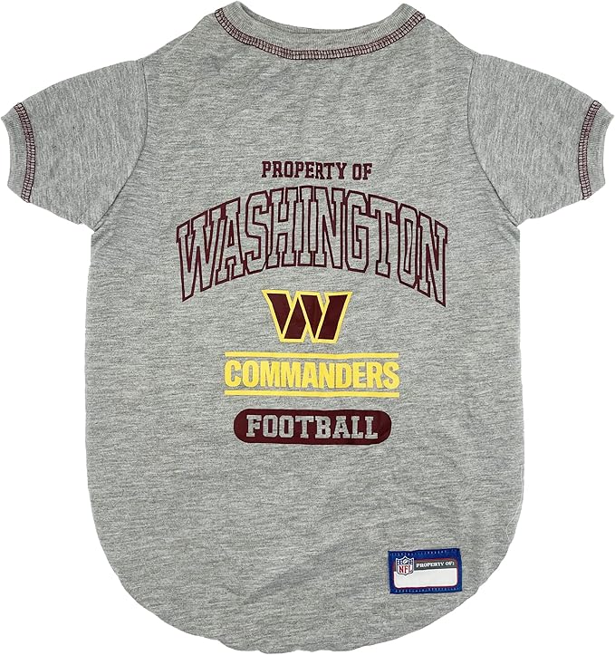 NFL Washington Commanders Dog T-Shirt X-Small. - Licensed Shirt for Pets Team Colored with Team Logos- Premium Stretchable Materials for The Comfort of Your Dog & Cat