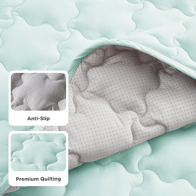 Bedsure Cooling Mat for Large Dogs, Q-Max>0.5 Thin Breathable Cold Crate Pad for Pet, Portable Washable Kennel Bed for Summer Active Dog with Chill Cool Soothing Fabric to Rapid Cooling, 35x23, Green