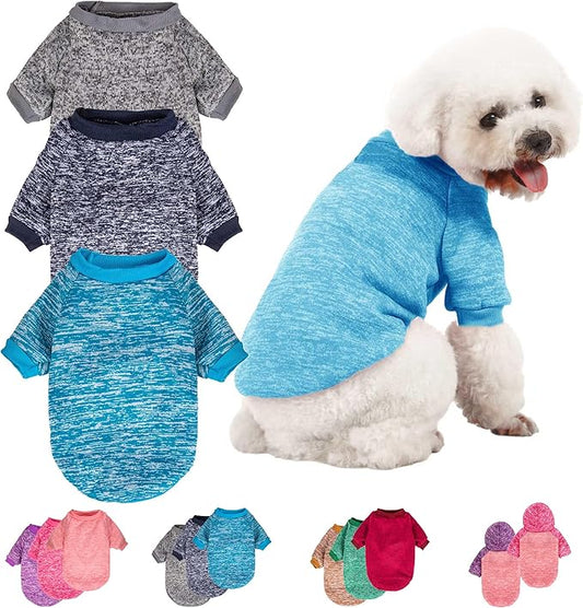 3 Pack Dog Sweater, Dog Sweaters for Small Dogs, Warm Soft Pet Clothes for Puppy, Medium Large Cat, Dogs Girl or Boy, Dog Shirt for Winter Christmas (Grey+Navy+Blue, Medium)