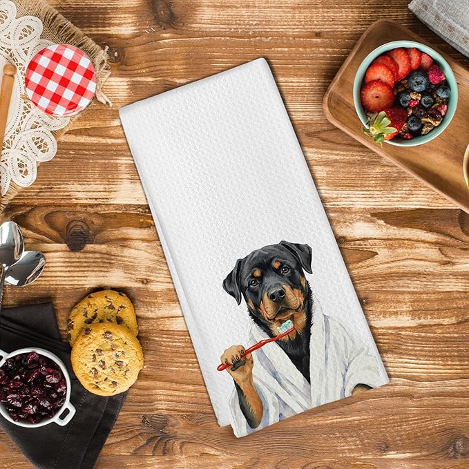 Rottweiler Gifts Bathroom Hand Towel, Funny Rottweiler Hand Towel for Bathroom Kitchen Washroom Decor, Rottweilers Dog Lovers Dish Tea Towels, 16x24 Inch