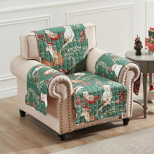 Greenland Home Willow Reversible Slipcover - Furniture Protector - Arm Chair - Holiday